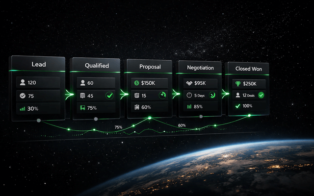 Flujo de ventas con IA conversacional mostrando etapas de lead, negociación y cierre en WhatsApp Business.