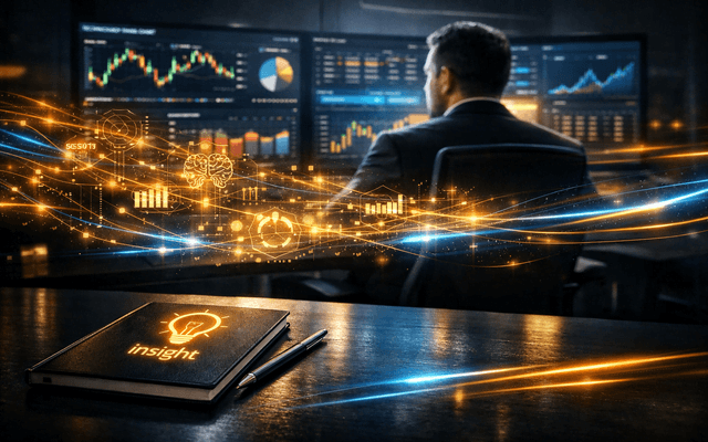 Vista de escritorio profesional con laptop y tablet, ambos mostrando visualizaciones de datos complejas y brillantes en azul y oro, representando un ecosistema de análisis de IAVista de escritorio profesional con laptop y tablet, ambos mostrando visualizaciones de datos complejas y brillantes en azul y oro, representando un ecosistema de análisis de IA