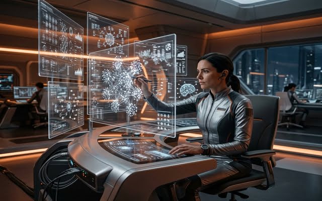Modelo de inteligencia artificial realizando tareas complejas y análisis profundo