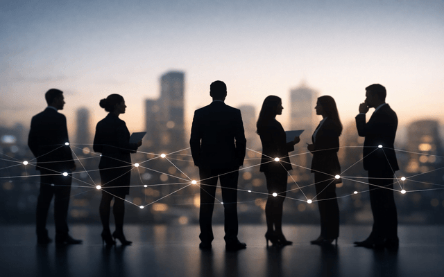 Profesionales conectados mediante tecnología para generación de leads B2B con inteligencia artificial
