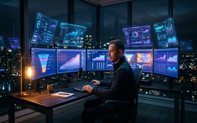 Análisis de métricas de negocio, embudos de conversión y acumulación de audiencia digital